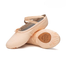 Lade das Bild in den Galerie-Viewer, Leinenschläppchen mit geteilter Chromledersohle- Sansha