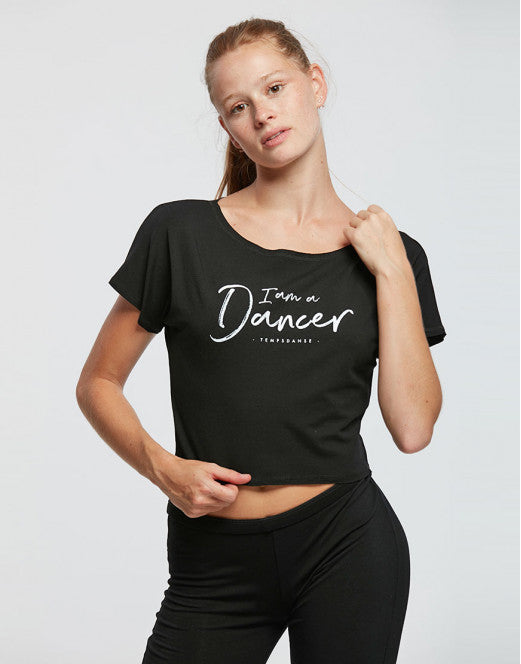Crop Top aus Viskose, Naturfaser, von TempsDanse, I am a dancer Logo